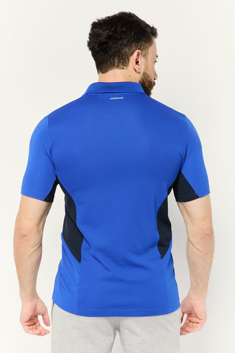 Adidas تي شيرت تنس للرجال بأكمام قصيرة، أزرق ملكي/أسود - Image 4